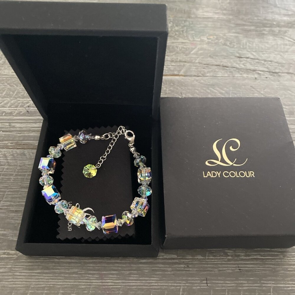 Lady Colour Crystal Bracelet Gorgeous Sparkling Jewelry Gift Open Box